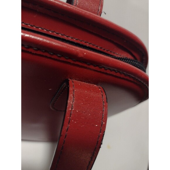 Jack Georges Red Leather Double Zip Around Shoulder Bag Tote - Picture 11 of 16